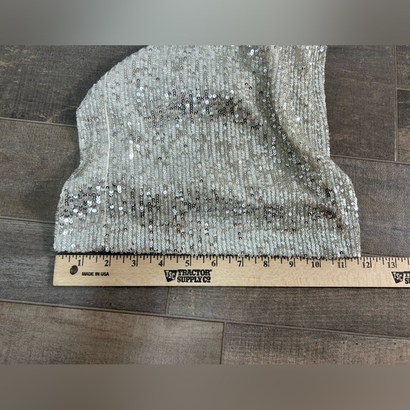 NEW Eliza J Women's Long Sleeve V Neck Evening Jumpsuit Silver Sequin - Picture 5 of 13